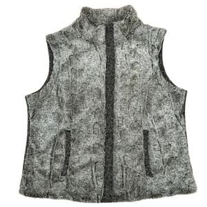 Tribal Brown Faux Fur Sweater Vest Zip Up Size XL